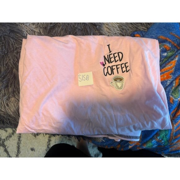 Rene Rofe NWT Pink V Neck Nightshirt I Need Coffee Graphic Sz 3X Sleepwear - Picture 6 of 6